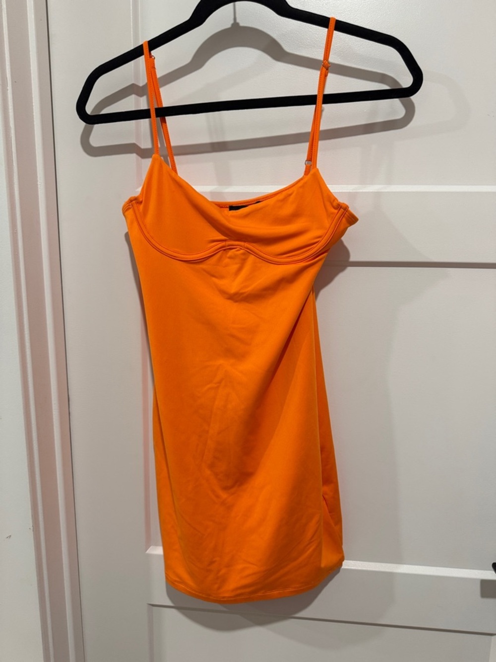 Bright Orange Spaghetti Strap Mini Dress